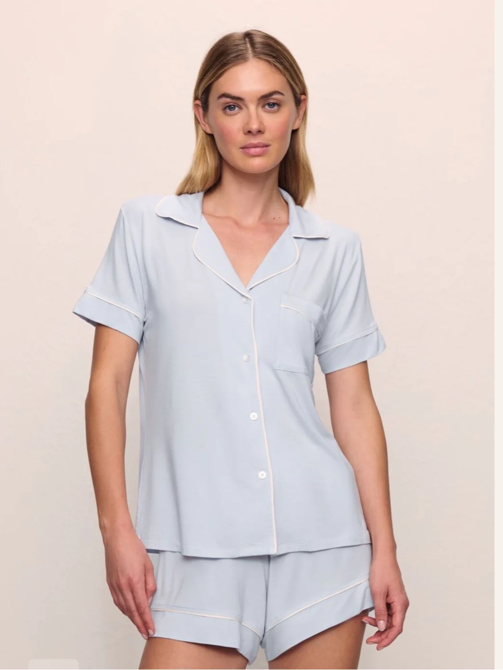 EBERJEY Gisele TENCEL™ Modal Relaxed Short PJ Set Ice Blue Ivory-Like New, Small
